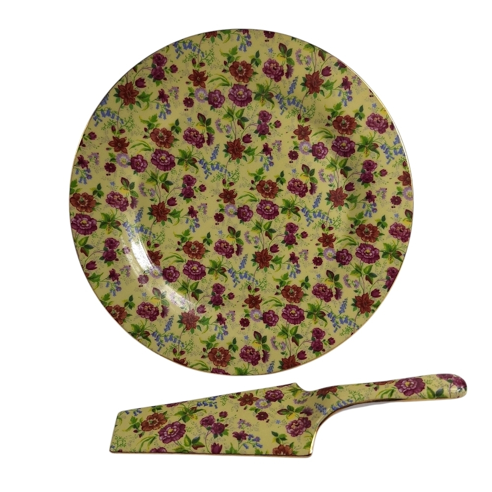 Vintage Cake Plate/Server Formalities by Baum Bros Floral Chintz - Picture 5 of 6